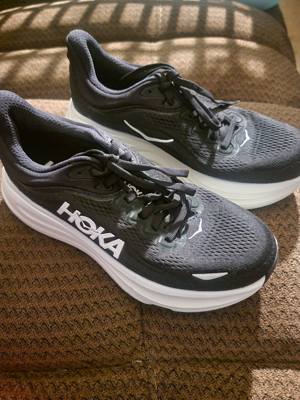 Hoka BONDI 9 Women’s Black and White Athletic Running Shoes